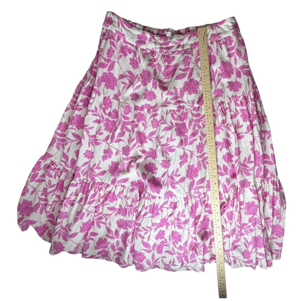 Lauren Conrad Pink Floral Tiered Midi Skirt Size 1X Linen Blend Coquette Cottage - Picture 12 of 14